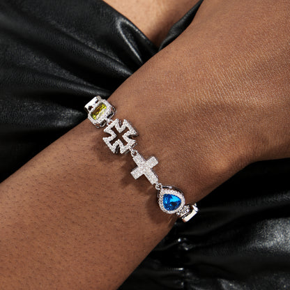 Multi Gemstone & Cross Necklace