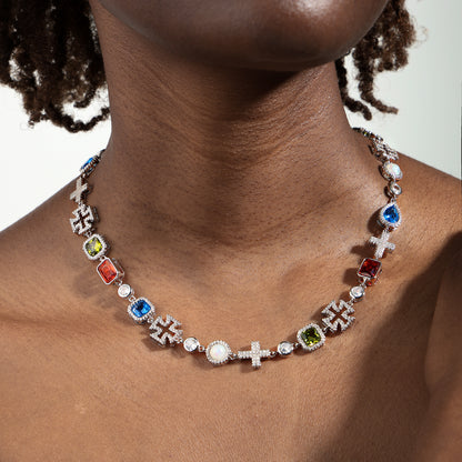 Multi Gemstone & Cross Bracelet