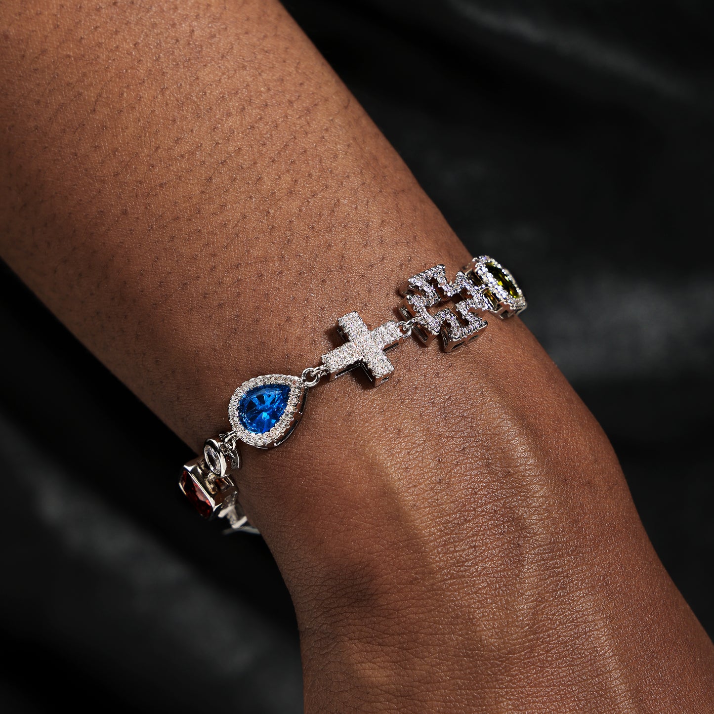 Multi Gemstone & Cross Necklace