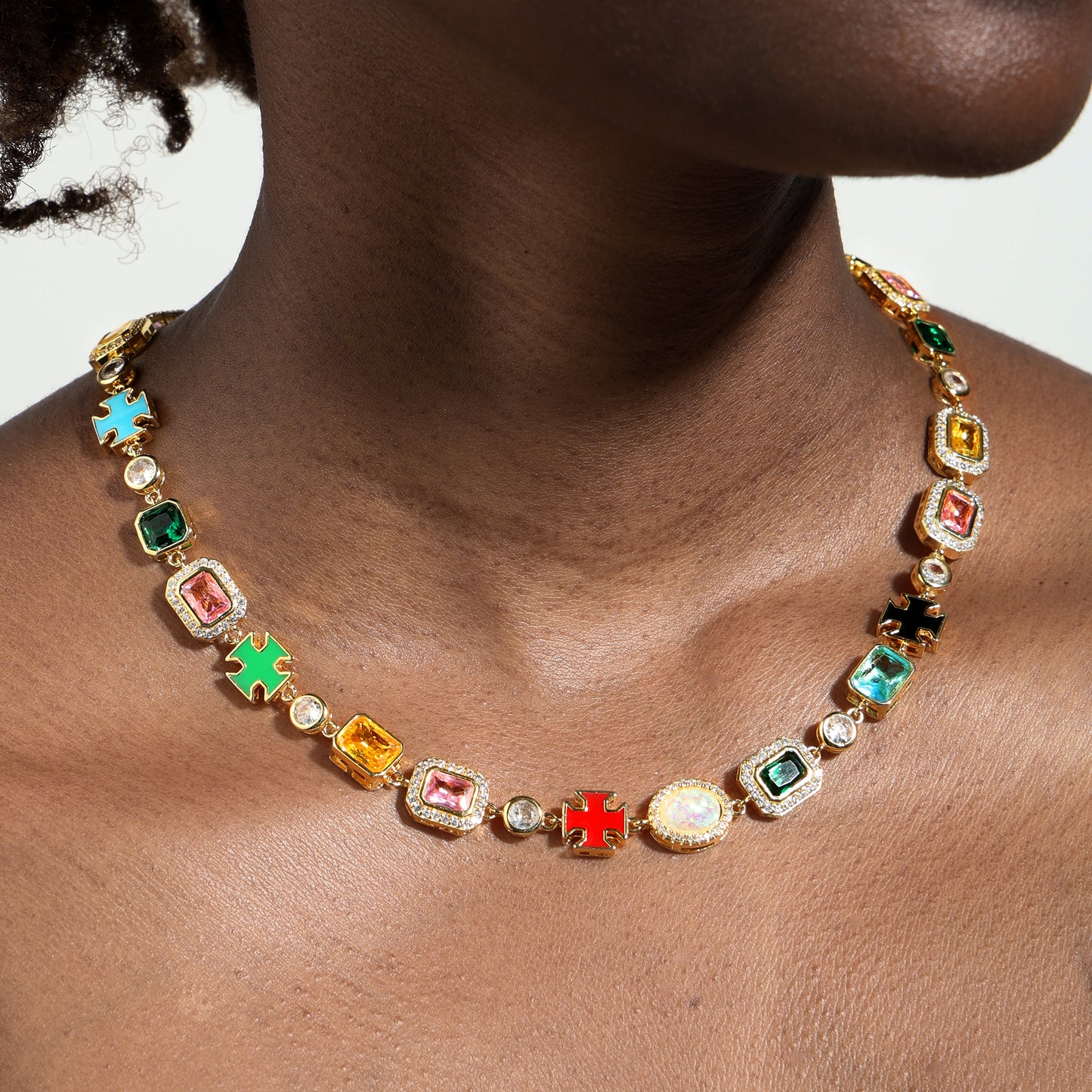 Multi Gemstone Motif Necklace