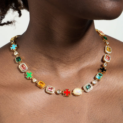 Multi Gemstone Motif Necklace