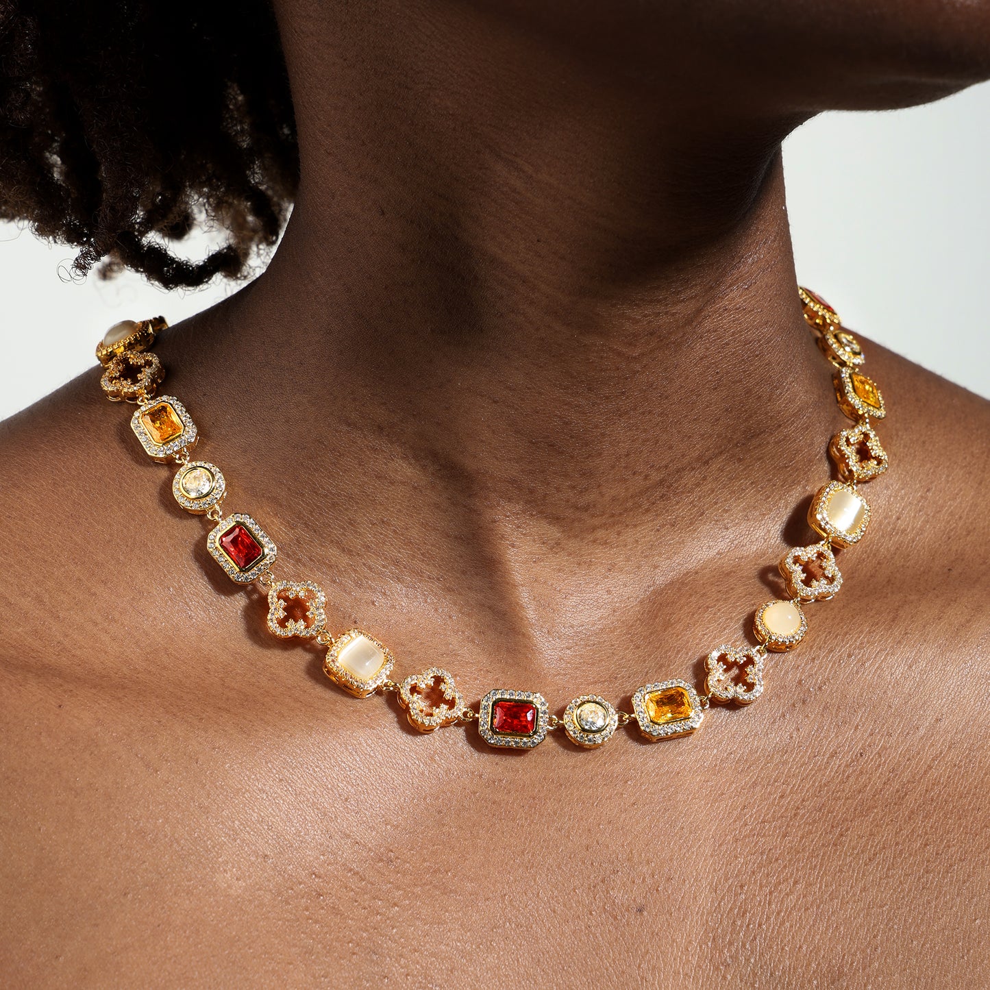Iced Gemstone Set(Gemstone Necklace ＆ Bracelet)