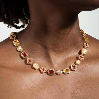 Iced Gemstone Set(Gemstone Necklace ＆ Bracelet)