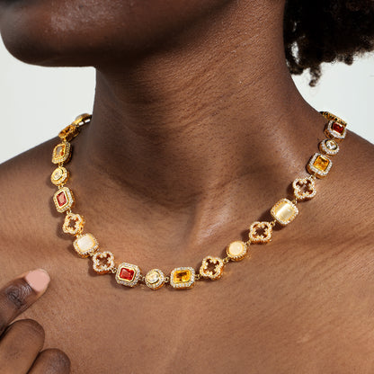 Iced Gemstone Set(Gemstone Necklace ＆ Bracelet)