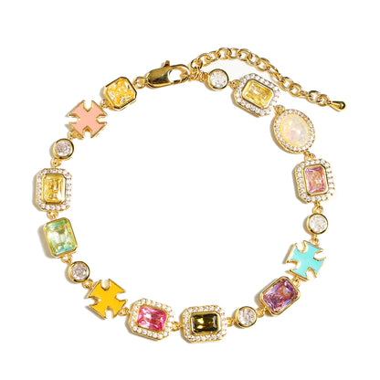 Pink Multi Gemstone Motif Necklace