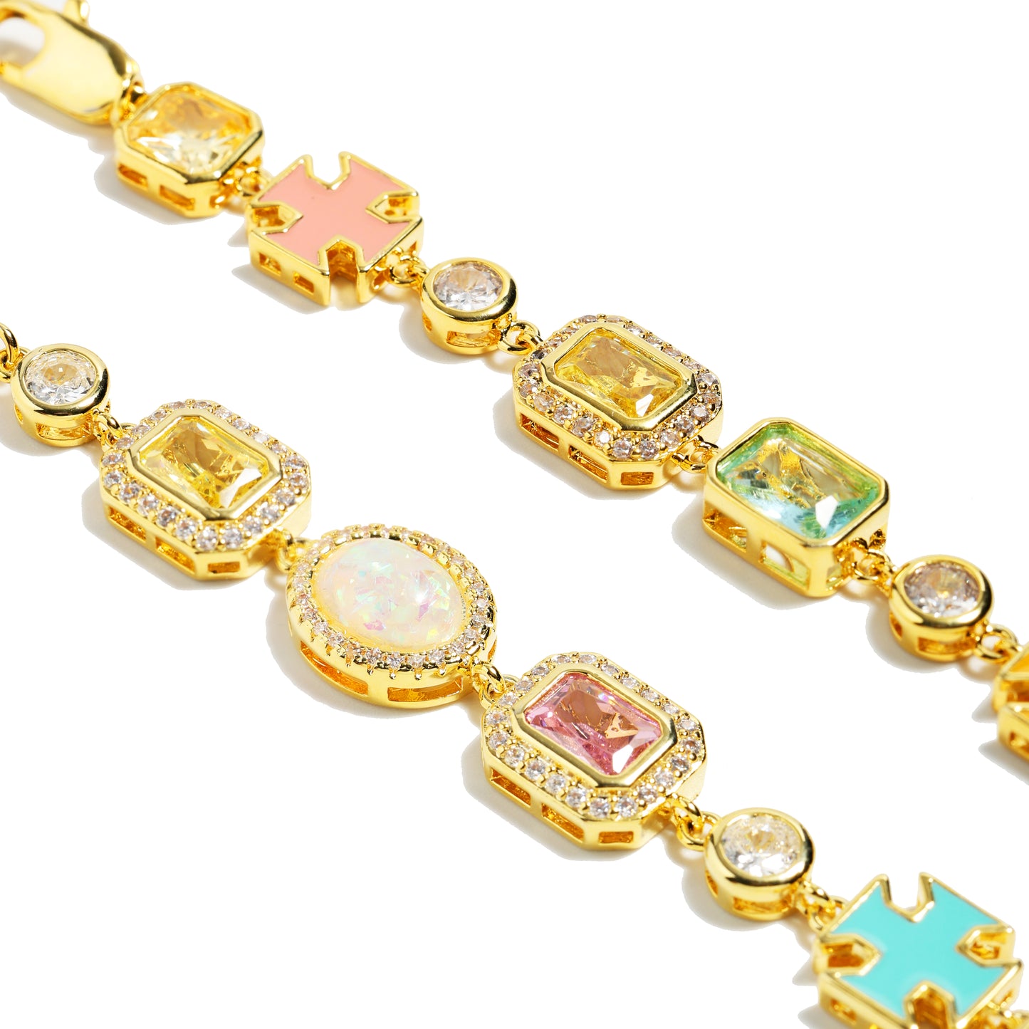 Pink Multi Gemstone Motif Necklace