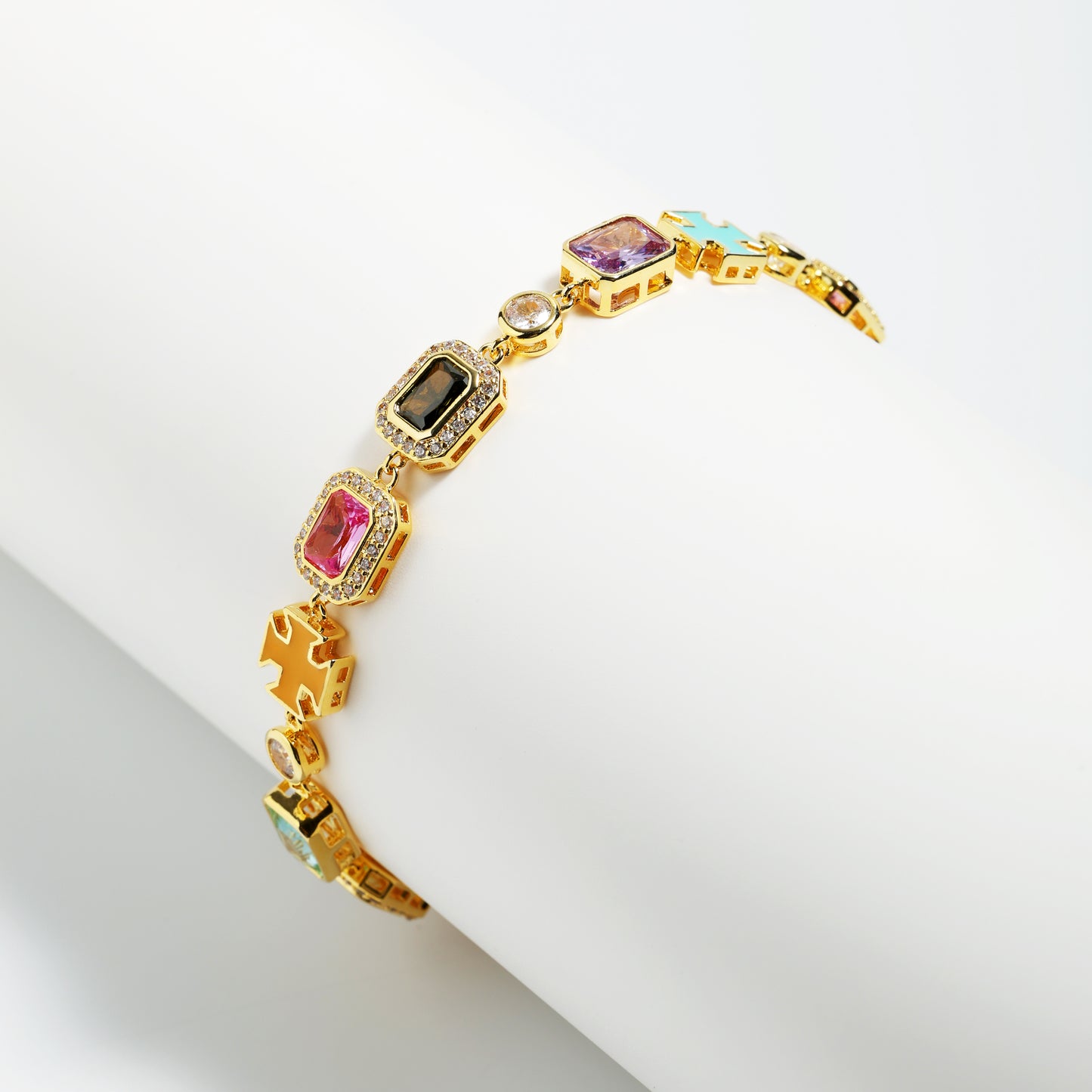 Pink Multi Gemstone Motif Necklace