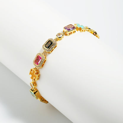 Pink Multi Gemstone Motif Necklace