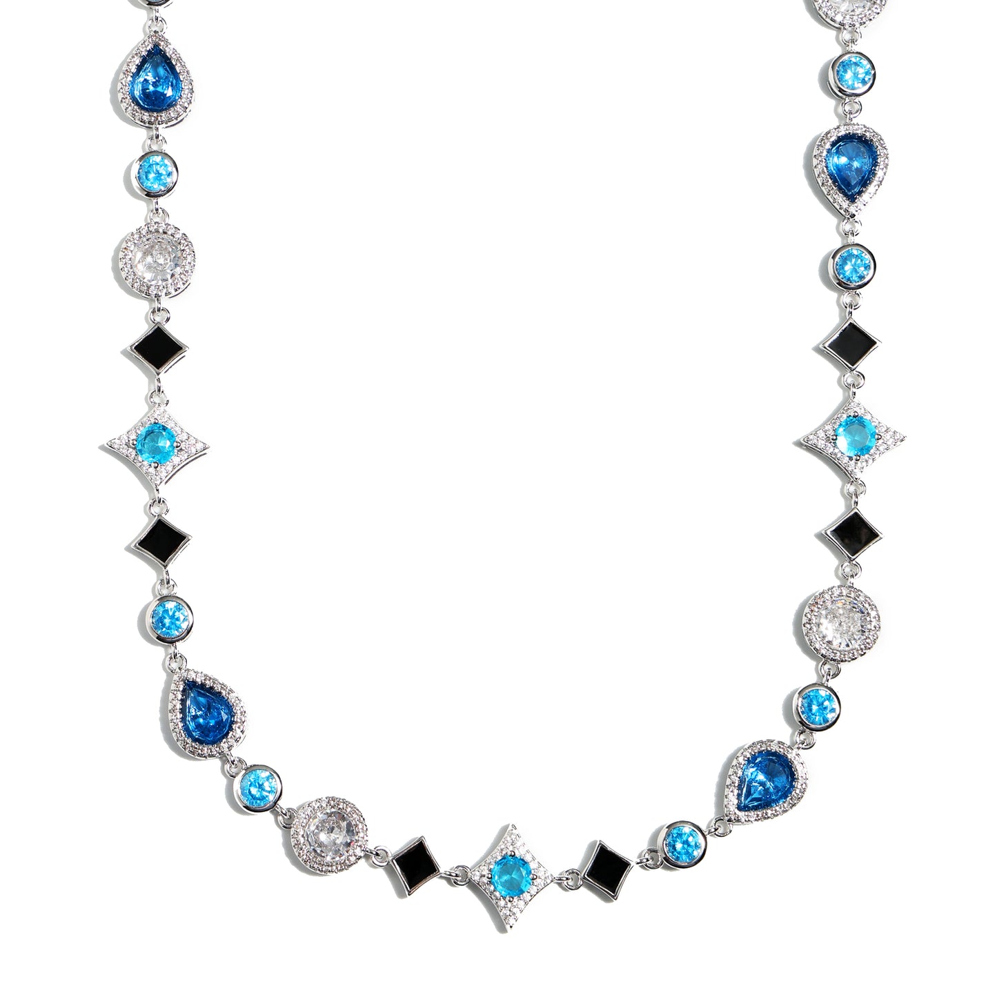 Star Motif Blue Multi Gemstone Necklace