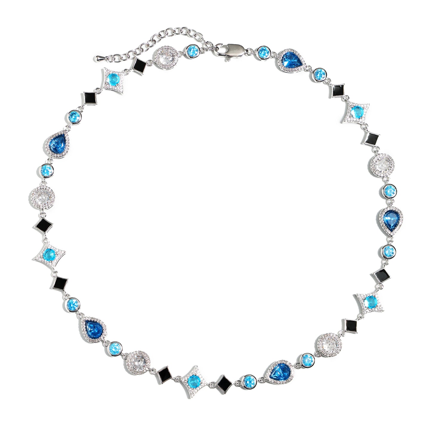 Star Motif Blue Multi Gemstone Necklace