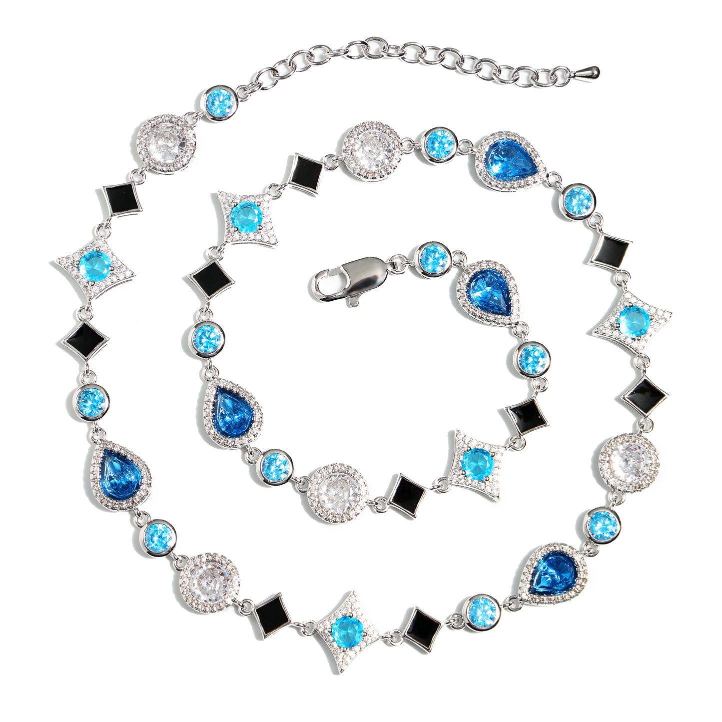 Star Motif Blue Multi Gemstone Necklace