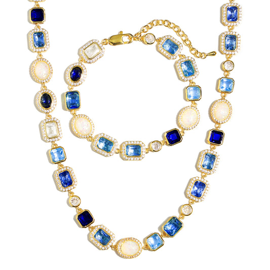 Blue Gemstone Solstice Bundle(Unisex Necklace ＆ Bracelet)