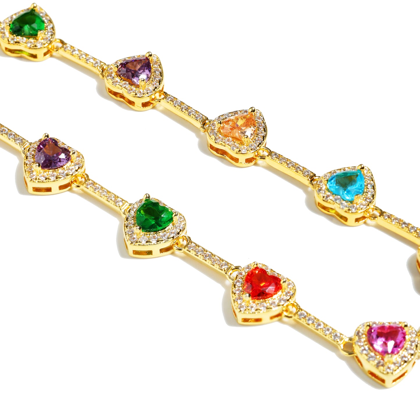 Heart Shaped Colorful Synthetic Decorated Necklace