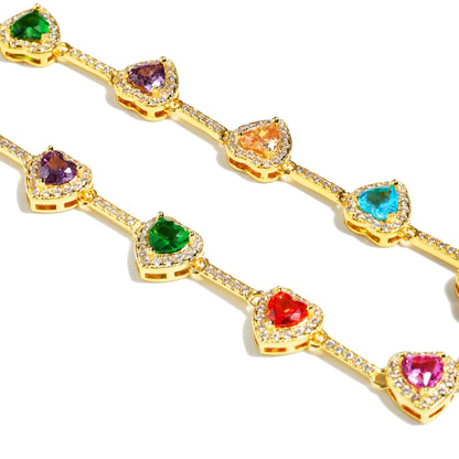 Heart Shaped Colorful Synthetic Decorated Necklace