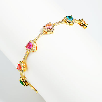 Heart Shaped Colorful Synthetic Decorated Necklace
