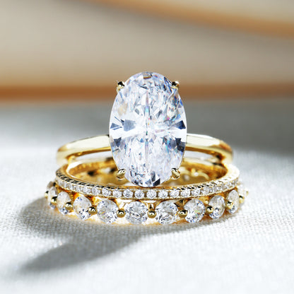 Oval Cut Yellow Gold Women's Ring Set