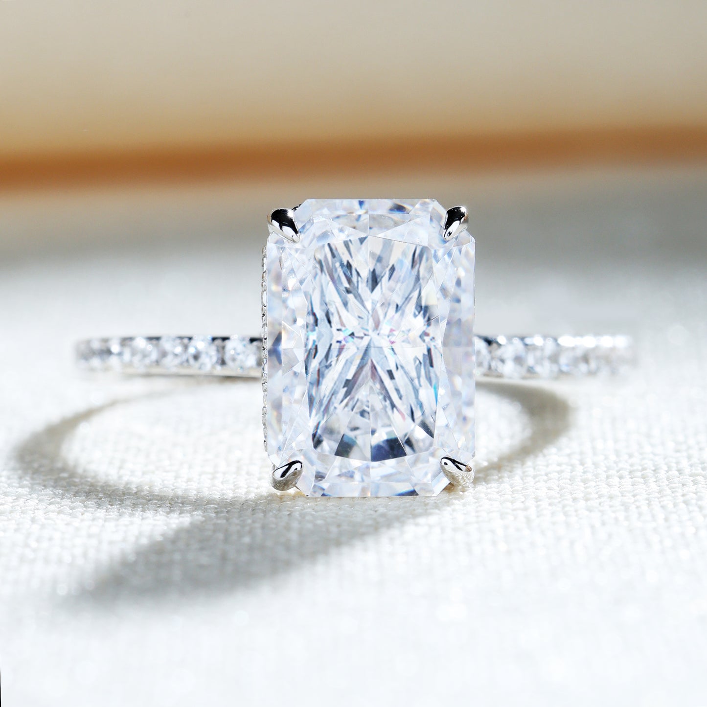 Elegant Sterling Silver Radiant Cut Ring