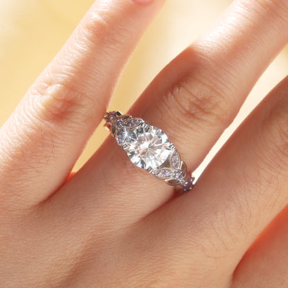 Butterfly Round Cut Sterling Silver Ring