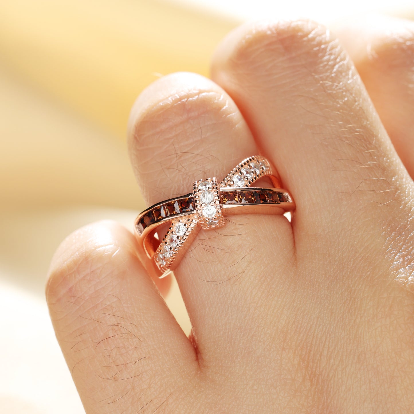 Crossover Sterling Silver Women's Band Ring