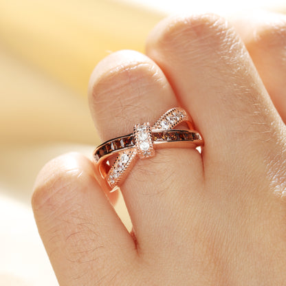 Crossover Sterling Silver Women's Band Ring
