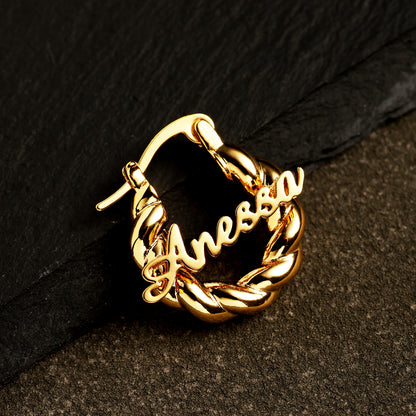 kids braided Name Hoop Earrings