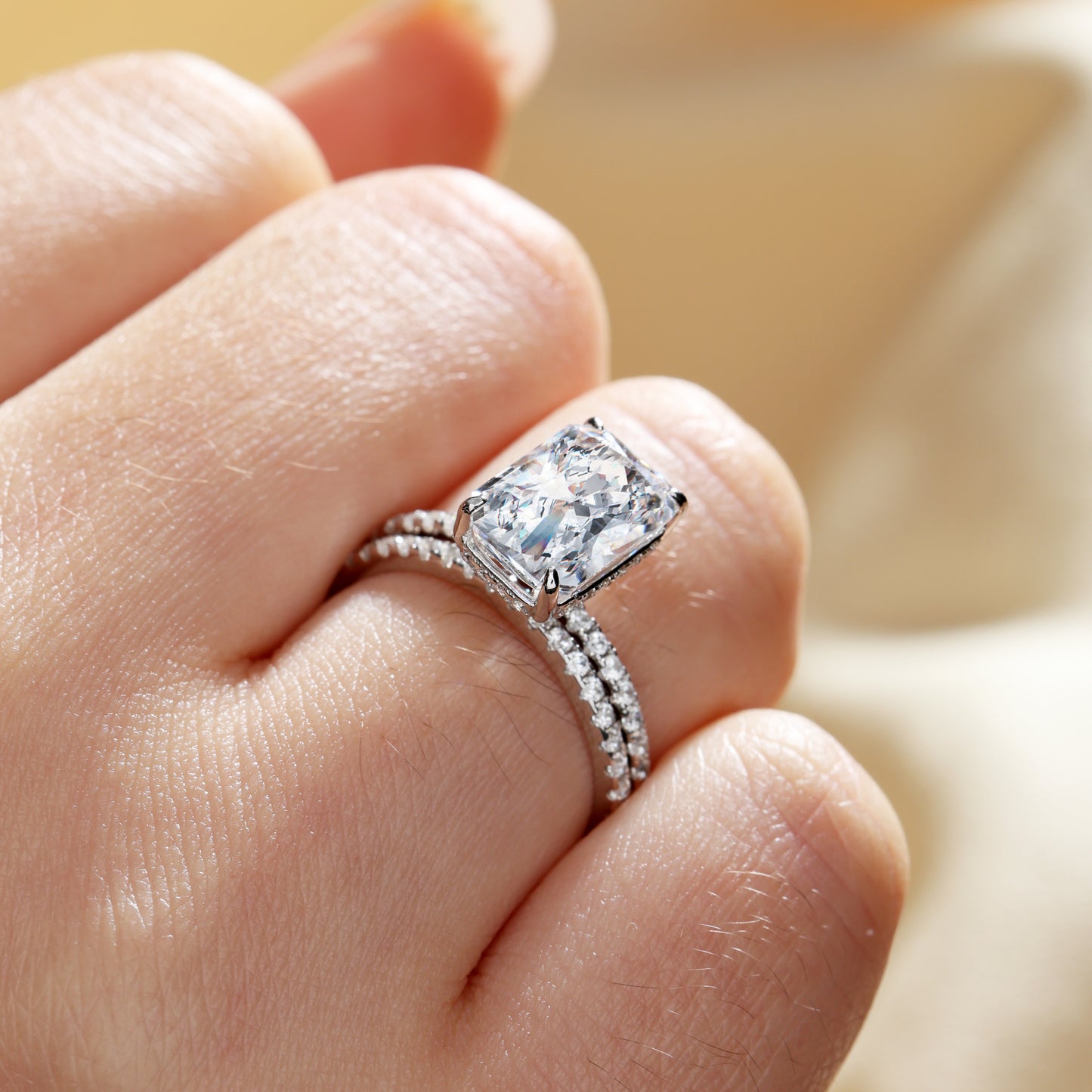 Gorgeous 3.5 Carat Radiant Cut  Ring Set