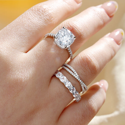 Gorgeous Cushion Cut 3 Pieces Ring Set