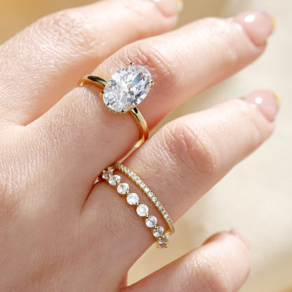 Oval Cut Yellow Gold Women's Ring Set