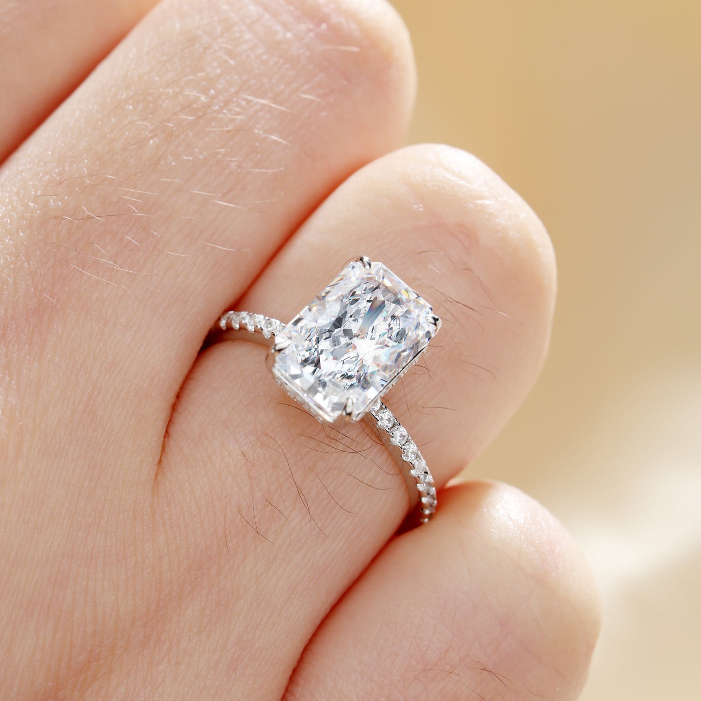 Elegant Sterling Silver Radiant Cut Ring