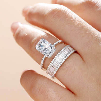 Elongated Radiant Cut Ring Set