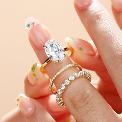 Oval Cut Yellow Gold Women's Ring Set