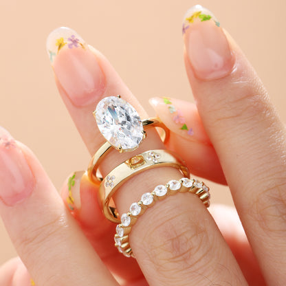 Noble Oval Cut 3 Pieces Ring Set