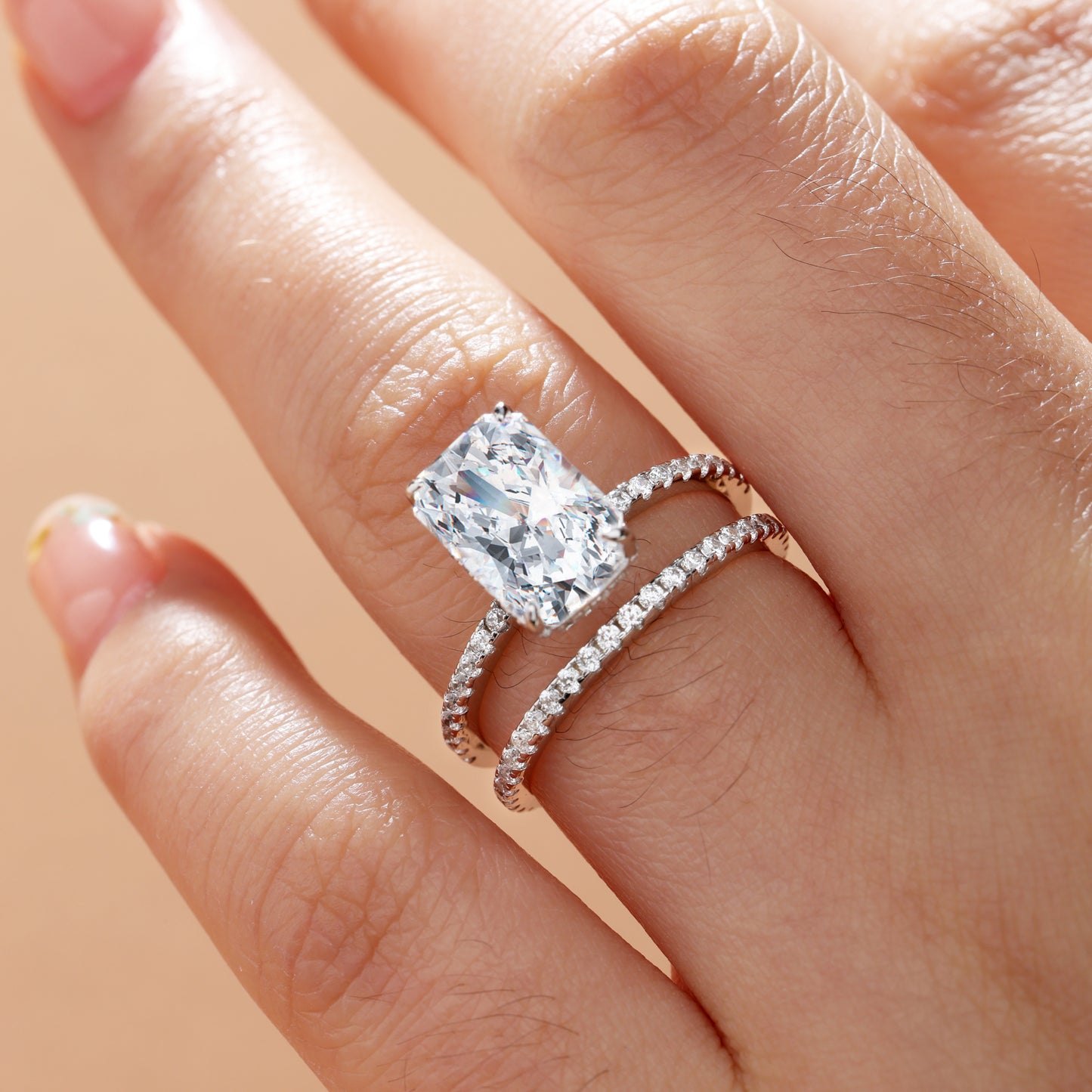 Gorgeous 3.5 Carat Radiant Cut  Ring Set