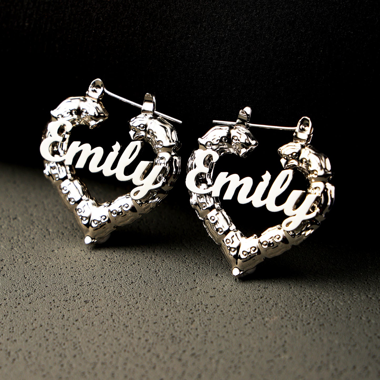 Heart Shaped Name Hoop Earrings