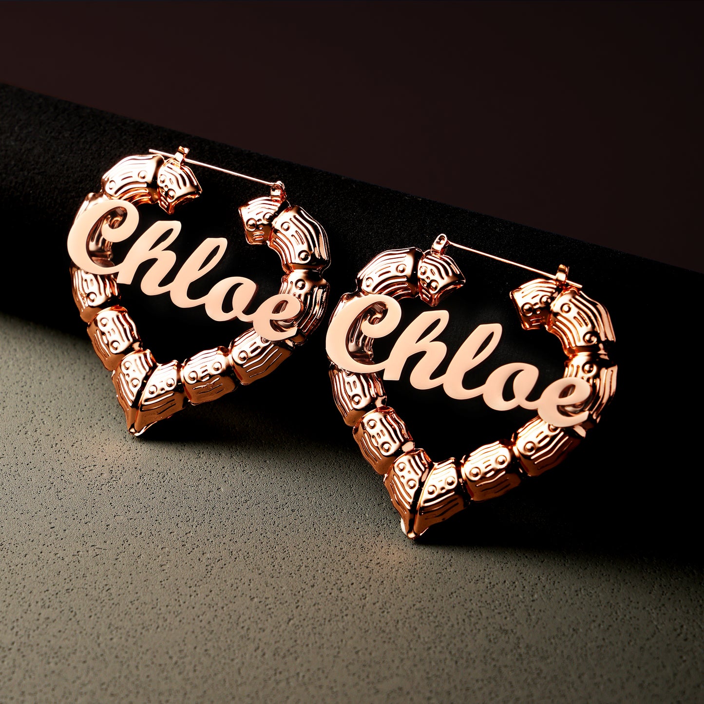 Heart Shaped Name Hoop Earrings