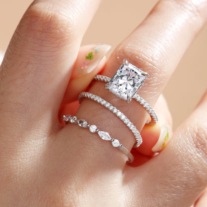 Noble Radiant Cut 3 Pieces Ring Set
