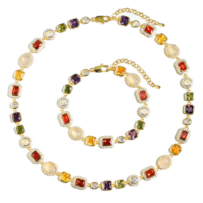 Beautiful Gemstone Set(Gemstone Necklace ＆ Bracelet)