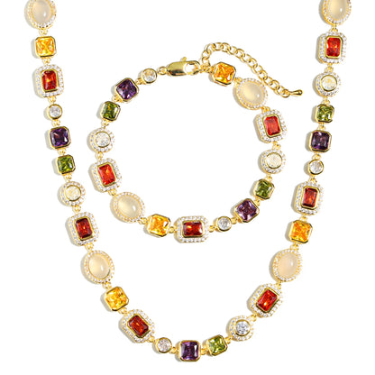 Beautiful Gemstone Set(Gemstone Necklace ＆ Bracelet)