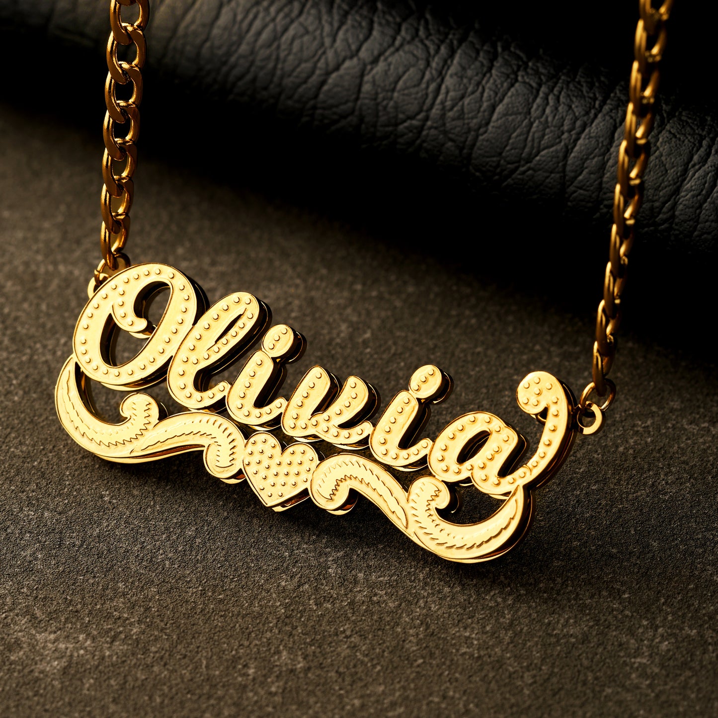 Double Plated Heart Name Necklace