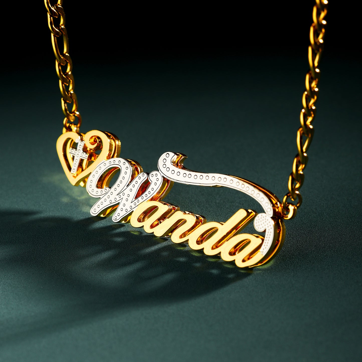 Heart Shaped Cross Name Necklace