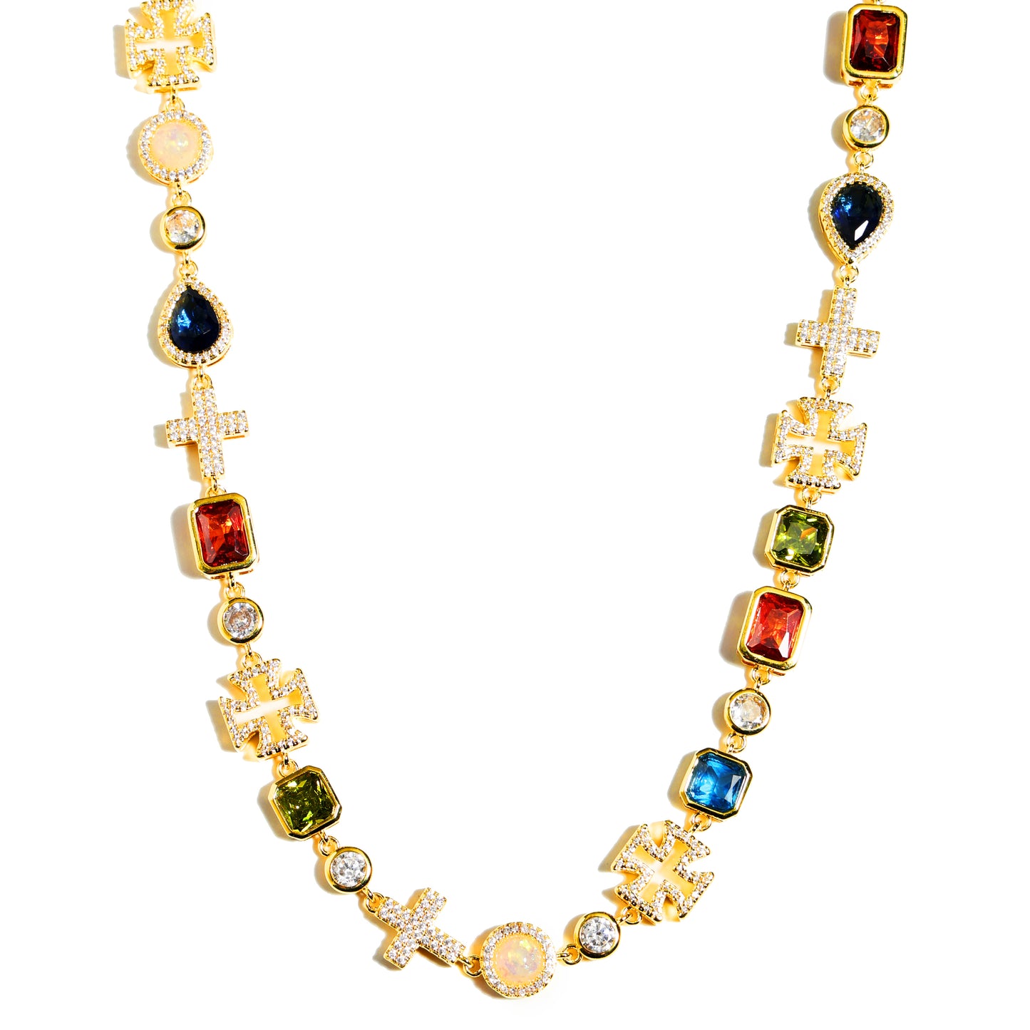 Multi Gemstone & Cross Set