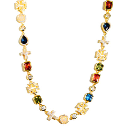 Multi Gemstone & Cross Set