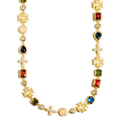 Multi Gemstone & Cross Set