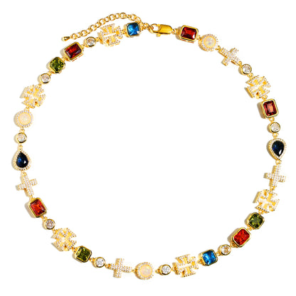 Multi Gemstone & Cross Set