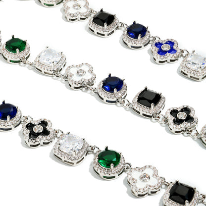 Silver Midnight Garden Gemstone Necklace
