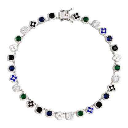Silver Midnight Garden Gemstone Necklace