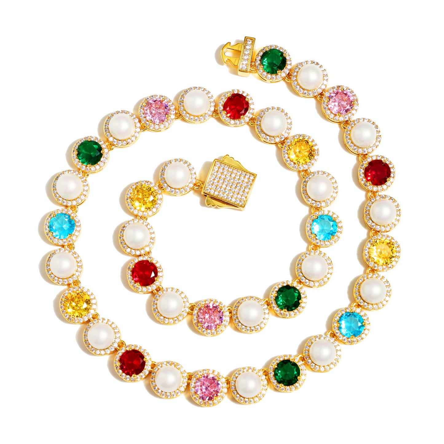 Gold Rainbow Serenade Gemstone Necklace
