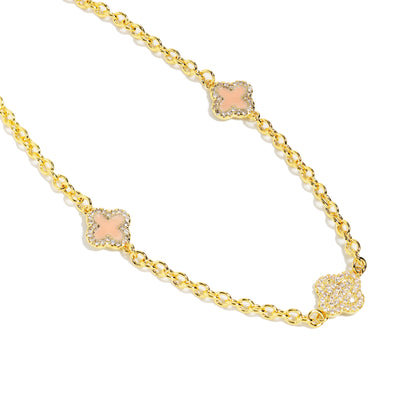 Pink Agate & Iced Motif Rolo Gemstone Bracelet