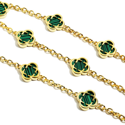 Malachite Clover Gemstone Necklace