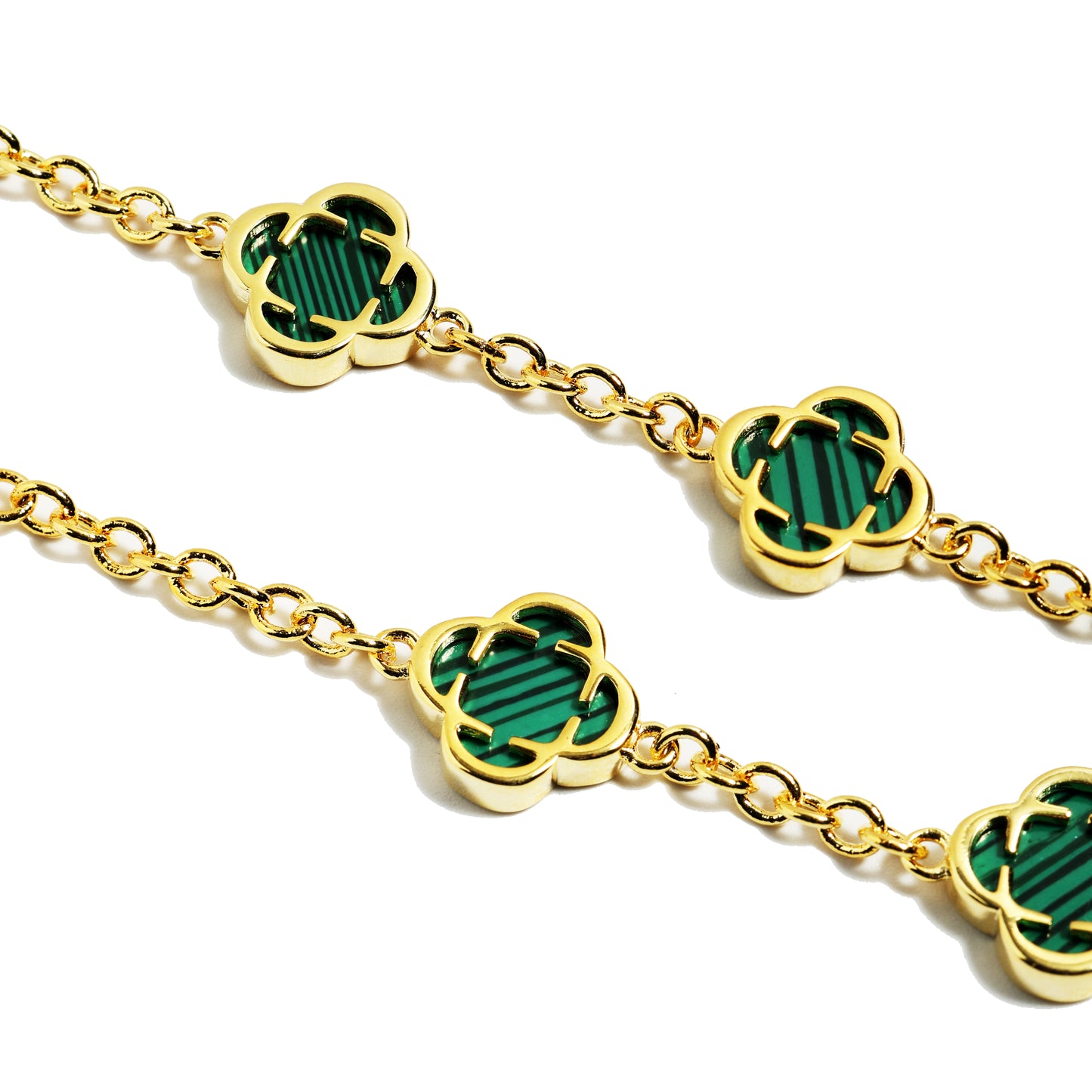 Malachite Clover Gemstone Bracelet